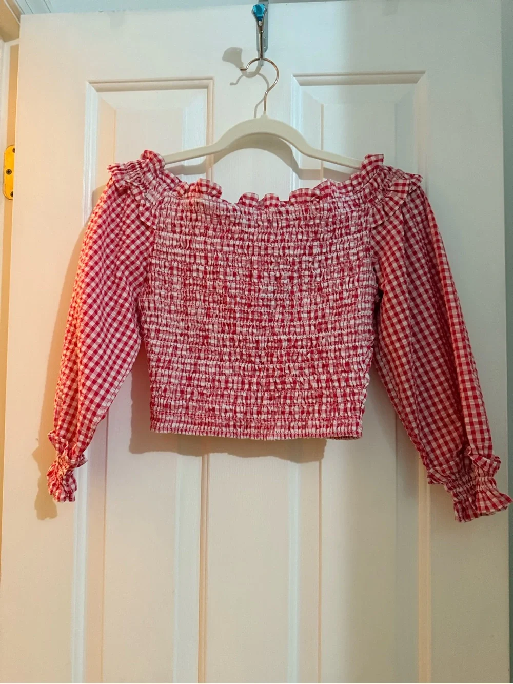 Zara Fuschia Pink and White Gingham Blouse
